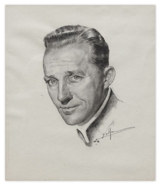 Nicholas Volpe Charcoal Sketch of Bing Crosby in ''Going My Way'' -- Volpe Was Commissioned by the Academy to Draw Portraits Each Year of the Best Actor & Actress Oscar Winners