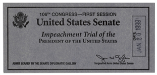 President Bill Clinton Impeachment Trial Ticket -- For the Senate Trial