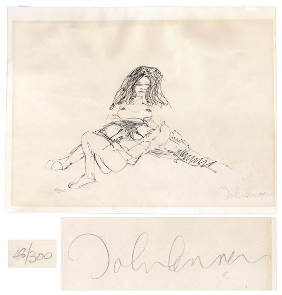 John Lennon Signed Bag One Print Depicting Lennon & Yoko Ono -- Limited Edition #48 of 300 -- With COA From Roger Epperson