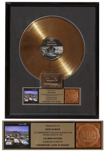 Pink Floyd RIAA Gold Record Award for A Momentary Lapse of Reason -- Presented to David Gilmour of Pink Floyd