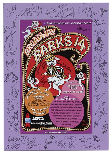 Mary Tyler Moore, Angelica Huston, Rita Moreno, Angela Lansbury, Bebe Neuwirth, Joel Grey, Ben Vereen & 30+ Stars Signed ''Broadway Barks'' Poster