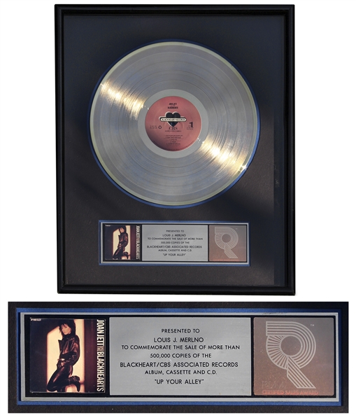 Joan Jett RIAA Gold Record Award for Up Your Alley