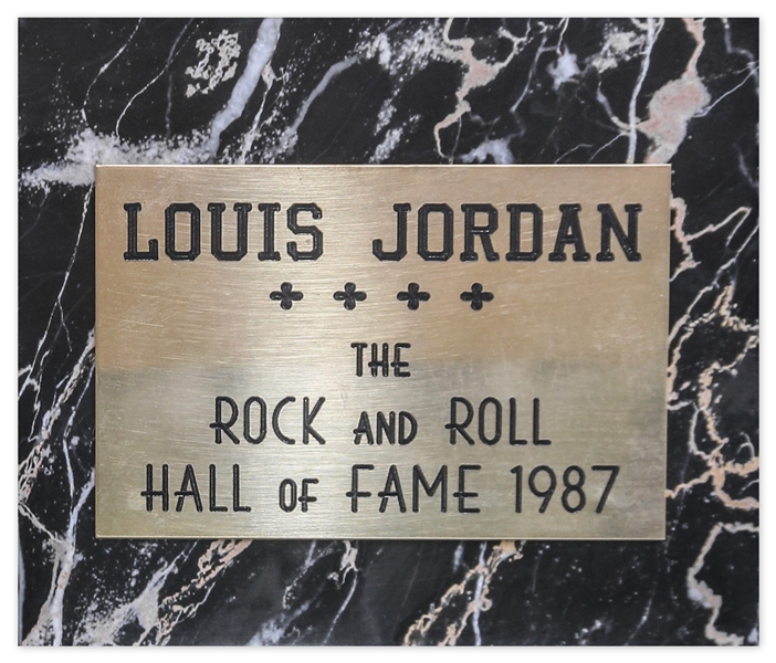 Louis Jordan's Rock and Roll Hall of Fame Award -- Given to ''The King Of The Jukebox'' Posthumously in 1987 -- From His Estate