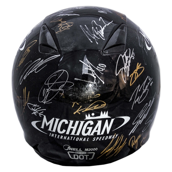 NASCAR Helmet Signed by 41 Drivers, the Entire Starting Line-up at the ''Quicken Loans 400'' -- Signatures From Dale Ernhardt, Jr., Brad Keselowski, Jimmie Johnson & 38 More