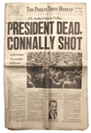 John F. Kennedy Newspaper From the Evening Edition of The Dallas Times Herald on 22 November, 1963, The Day He Was Assassinated