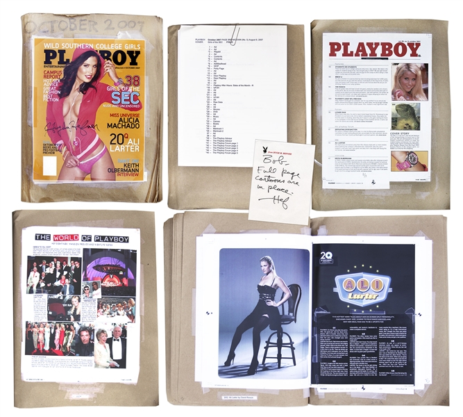 Hugh Hefner Signed ''Playboy'' Proof Copy -- October 2007 Issue Featuring Girls of the SEC