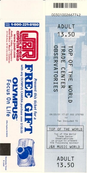 World Trade Center Ticket From 2001