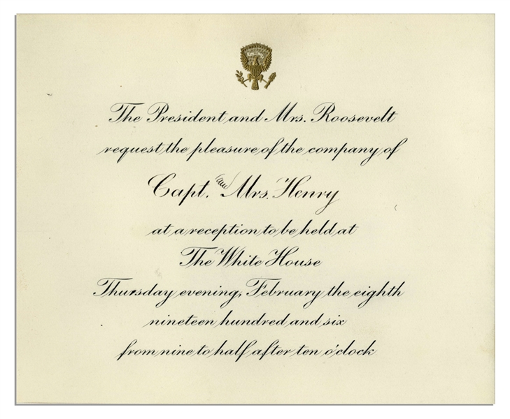 Theodore Roosevelt White House Invitation From 1906