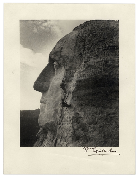 Scarce Mt. Rushmore Photograph Signed by Its Designer Gutzon Borglum  -- 10'' x 12.75''