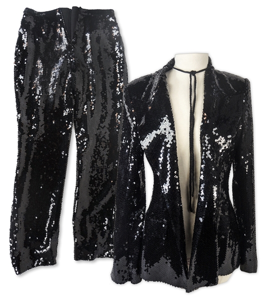 Alicia Keys Personally Worn Black Sequin Suit by Designer Marcel Marongiu, Likely Worn While Performing -- With a COA From Alicia Keys