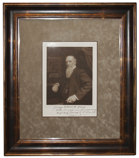 Mormon President Joseph F. Smith Signed Photo -- Dedicated to U.S. Steel Co-Founder Elbert H. Gary