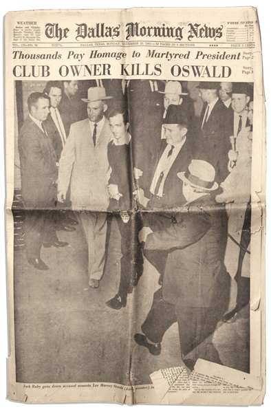 Lee Harvey Oswald Assassination Newspaper -- 25 November 1963 Edition of ''The Dallas Morning News''