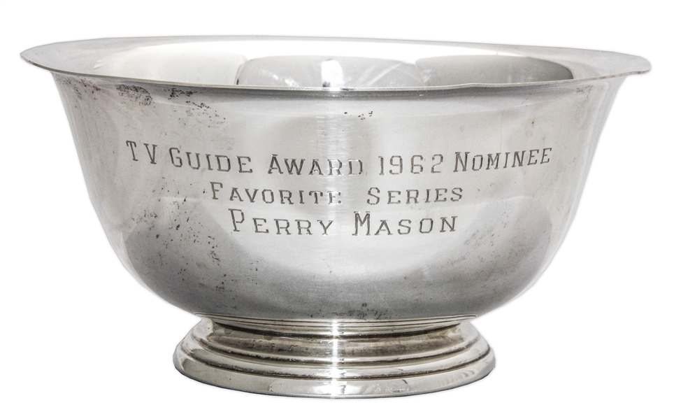 ''Perry Mason'' TV Guide Award Nomination Bowl From 1962 -- Personally Owned by Raymond Burr
