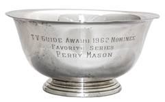Perry Mason TV Guide Award Nomination Bowl From 1962 -- Personally Owned by Raymond Burr