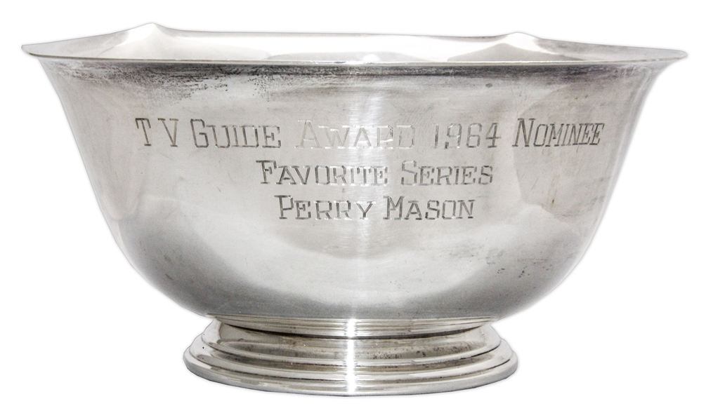 ''Perry Mason'' TV Guide Award Nomination Bowl From 1964 -- Personally Owned by Raymond Burr