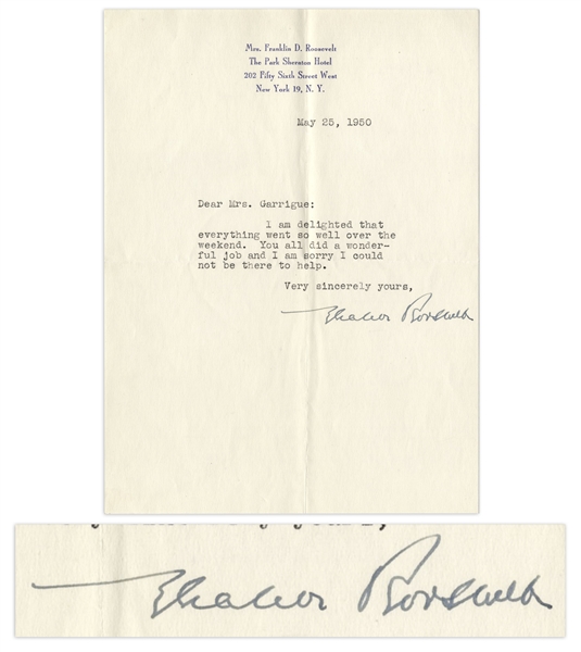 Eleanor Roosevelt Typed Letter Signed -- on ''Mrs. Franklin D. Roosevelt'' Stationery