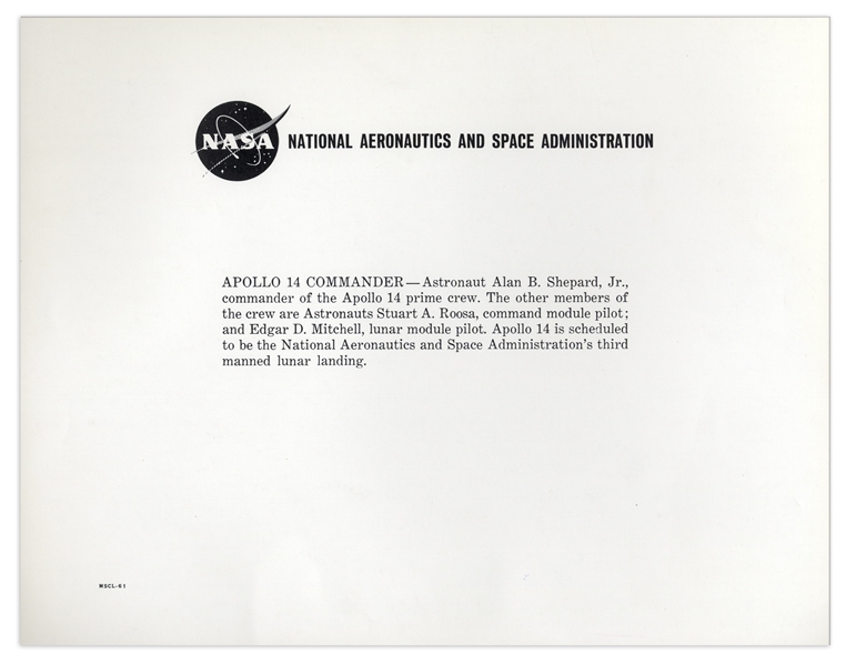 Alan Shepard Signed 10'' x 8'' NASA Photograph