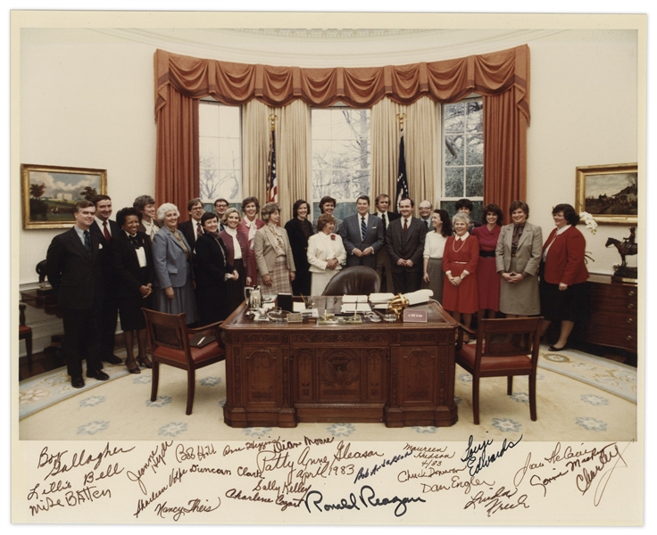 President Ronald Reagan Signed Photo With 1983 White House Staff