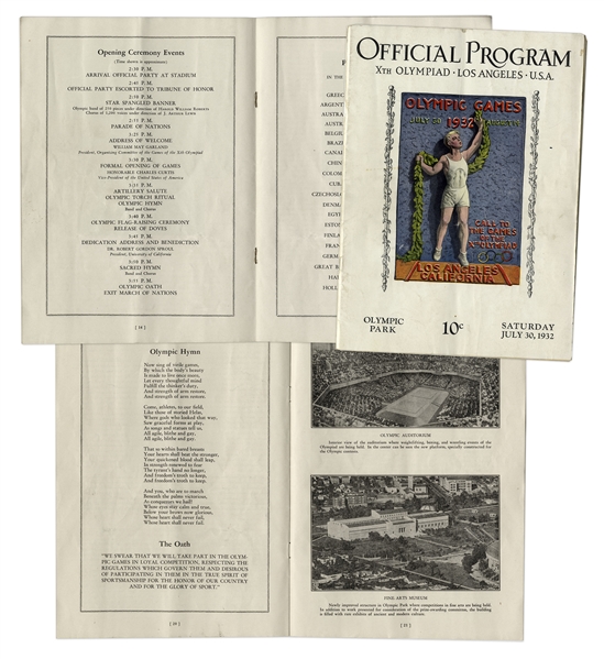 1932 Summer Olympics Program -- Held in Los Angeles