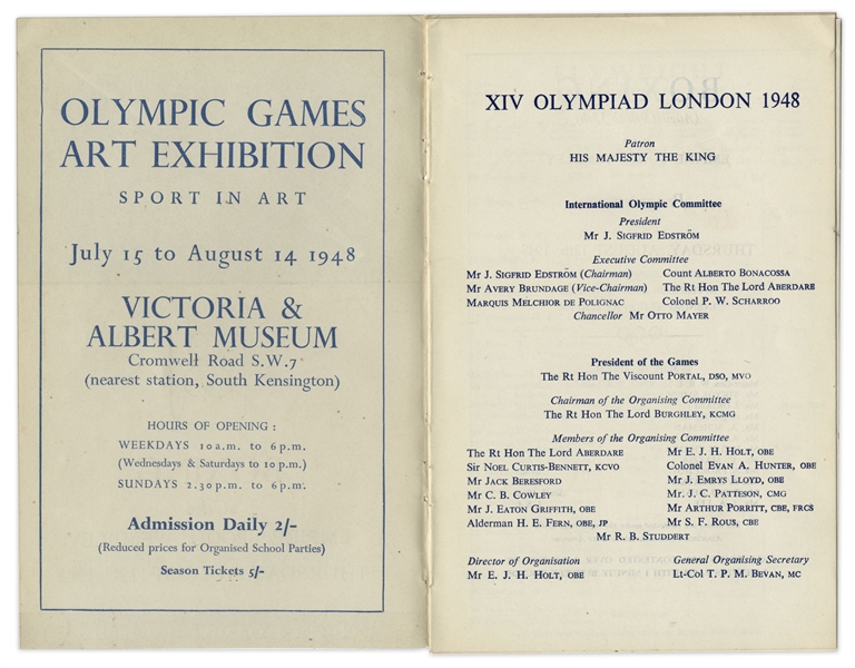 1948 London Summer Olympics Boxing Program