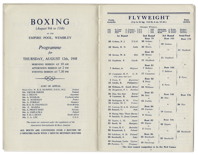 1948 London Summer Olympics Boxing Program