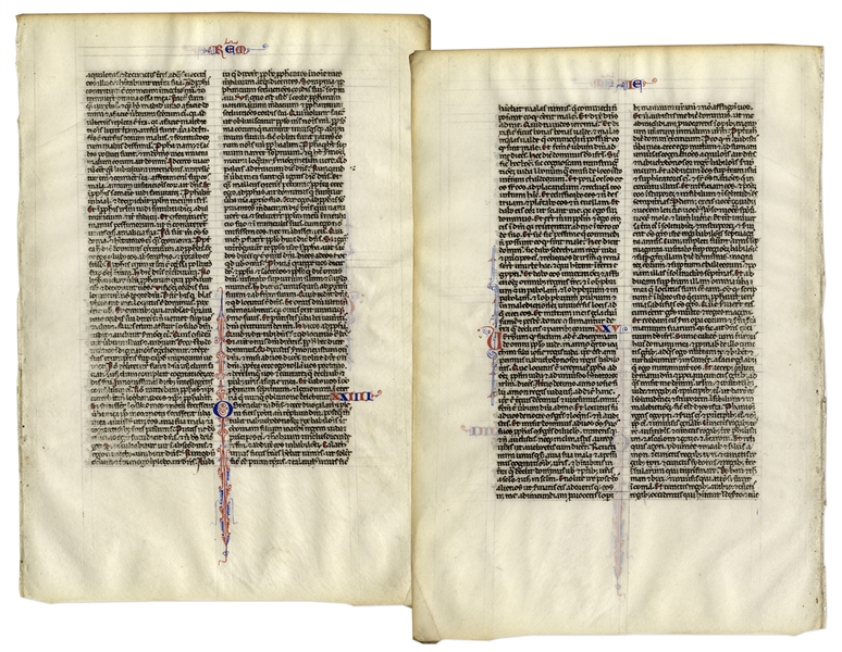 Medieval Bible Manuscript Leaf on Vellum -- From 13th Century