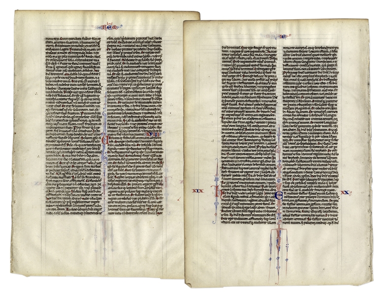 Medieval Vellum Bible Leaf -- Scrollwork From 1250 A.D.