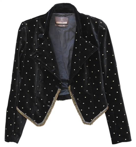 Cher Worn Roberto Cavalli Black Velvet Jacket With Gold Embroidering