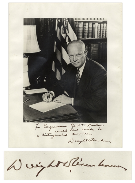 Dwight D. Eisenhower Signed 11'' x 14'' Photo -- ''...with best wishes to a distinguished American...''