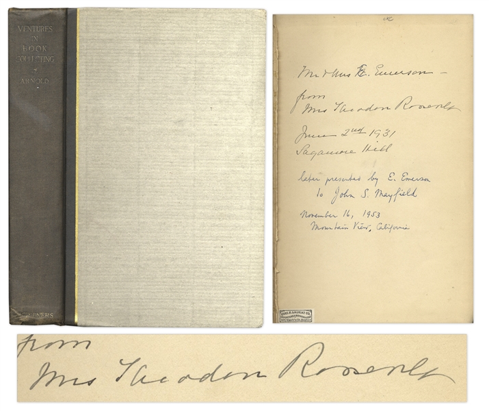 Edith Roosevelt Signed Book ''Ventures in Book Collecting''