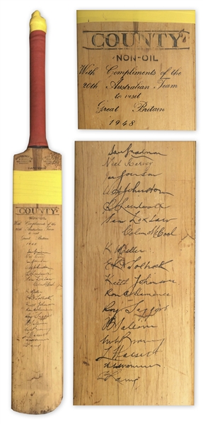 Cricket Bat Signed by ''The Invincibles'' -- Famous 1948 Australian Team Considered the Greatest of All Time