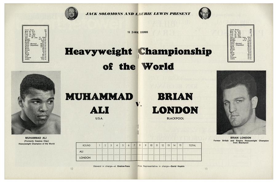 Muhammad Ali vs. Brian London 1966 Fight Program