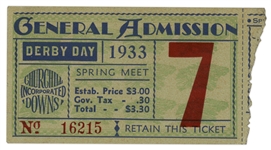 1933 Kentucky Derby Ticket