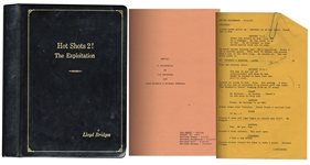 Lloyd Bridges Leather Bound Personal Copy of His Mafia Movie Script -- Along With Crew Sheet for Seinfeld From 1997 -- From Estate of Lloyd Bridges