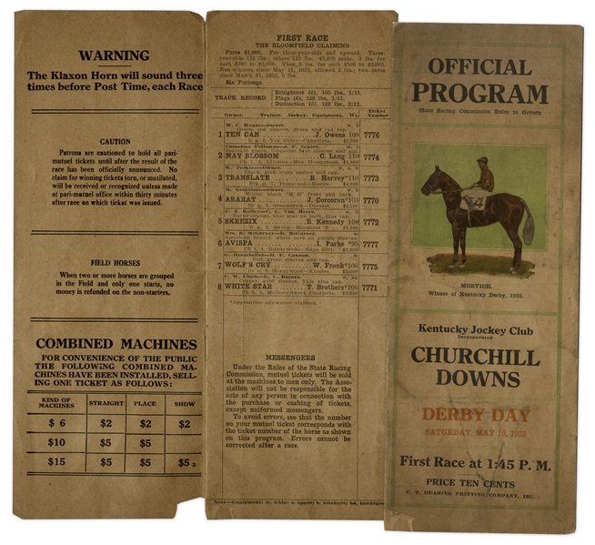1923 Kentucky Derby Racing Program