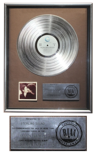 John Lennon & Yoko Ono RIAA Platinum Record Award for ''Double Fantasy'' -- From George Marino Estate