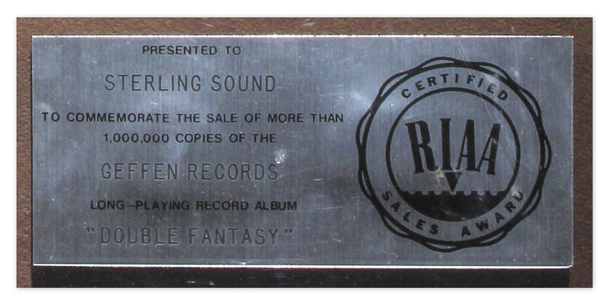 John Lennon & Yoko Ono RIAA Platinum Record Award for ''Double Fantasy'' -- From George Marino Estate