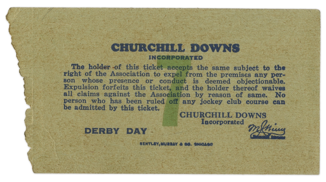 1933 Kentucky Derby Ticket Stub