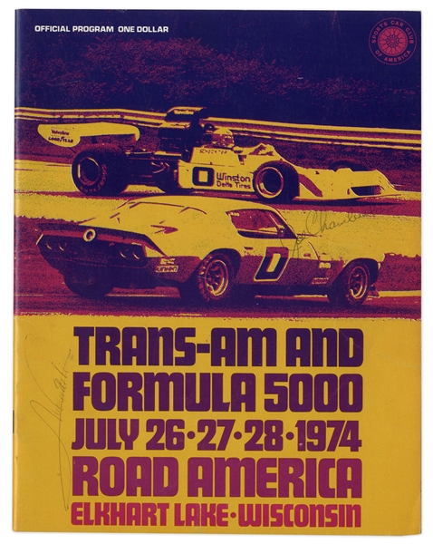 Mario Andretti Signed 1974 Road American Program -- Also Signed by 8 Other Drivers