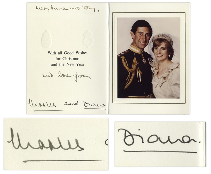Princess Diana and Prince Charles Signed Royal Christmas Card From 1981 -- The First Year of Their Marriage