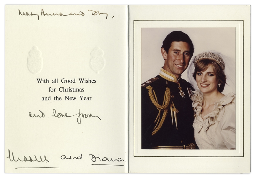 Princess Diana and Prince Charles Signed Royal Christmas Card From 1981 -- The First Year of Their Marriage