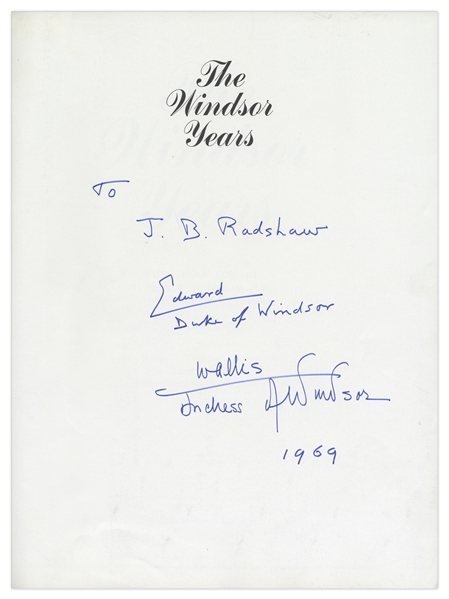 Duke and Duchess of Windsor Signed Book, ''The Windsor Years'' -- With Additional Signed Photo by Wallis Simpson