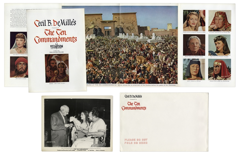 Theatre Brochure for the Epic 1956 Film ''The Ten Commandments'' -- Plus Photo & Envelope