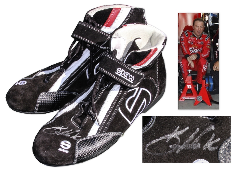 Kevin Harvick Race-Worn & Signed Shoes From 2014 Championship Season