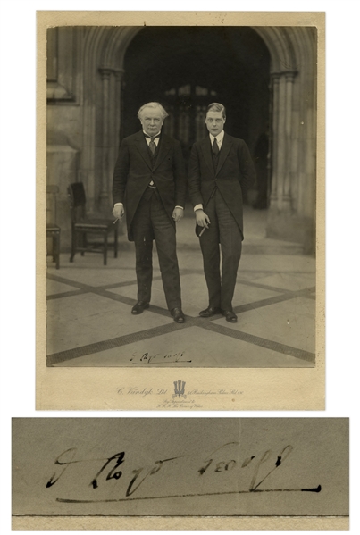 David Lloyd George Signed 8.5'' x 10.5'' Photo, Without Inscription -- Unusual Photo of Himself With the Prince of Wales -- Photo by Vandyk