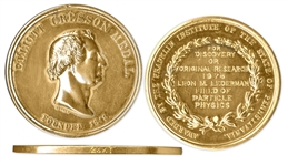 24k Gold Franklin Institute Elliot Cresson Medal -- Awarded to Physicist Leon Lederman, Author of The God Particle in 1976