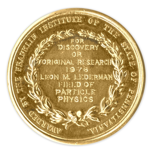 24k Gold Franklin Institute Elliot Cresson Medal -- Awarded to Physicist Leon Lederman, Author of ''The God Particle'' in 1976