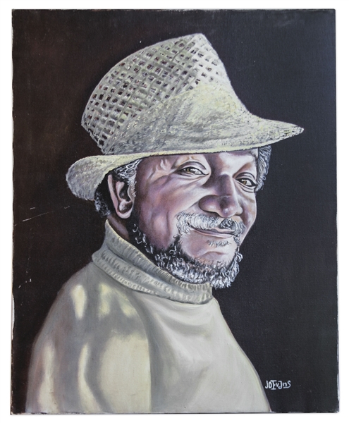 Portrait Painting of Redd Foxx From ''Sanford & Son'' -- Oil on Canvas, 24'' x 30'' x 0.75'' -- Very Good Condition -- From Redd Foxx Estate