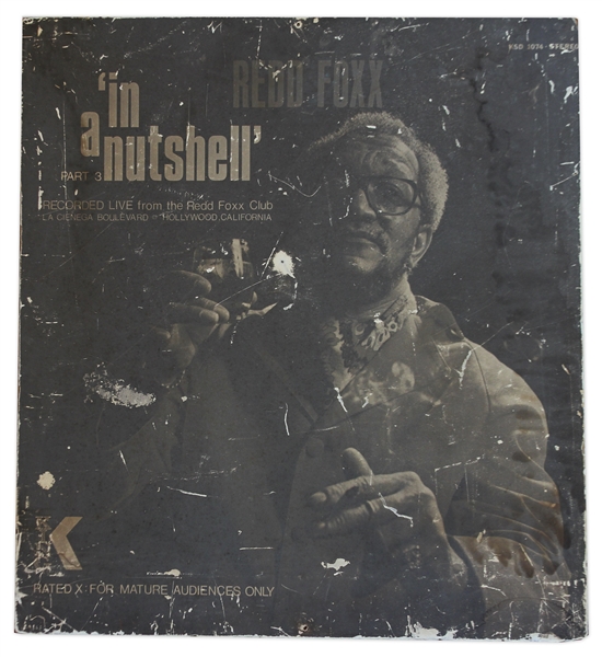 Poster for Redd Foxx's 1975 Comedy Album ''In a Nutshell Part 3'' -- Made of Wood, 30'' x 33'' -- Chipping to Picture, Fair Condition -- From Redd Foxx Estate