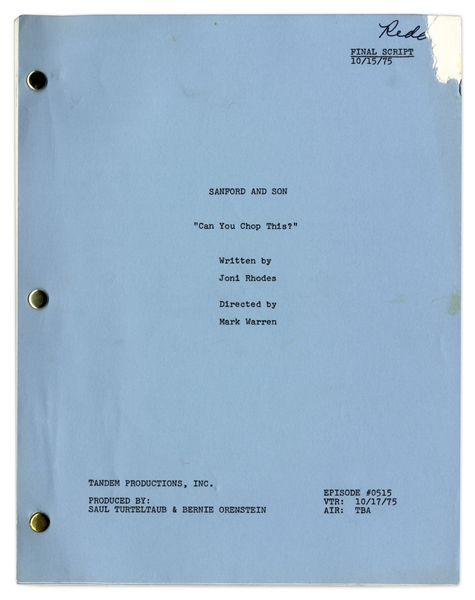 ''Sanford & Son'' Season 5, Episode 14 Final Draft Script Owned by Redd Foxx -- 45 Pages -- Very Good Condition -- From Redd Foxx Estate